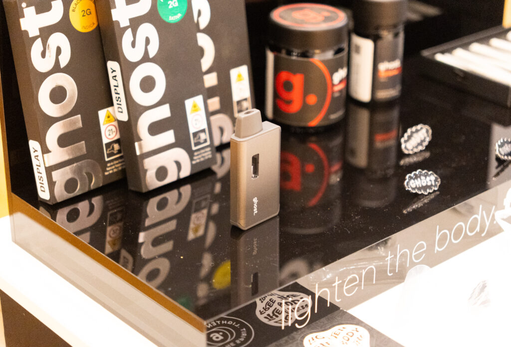 Ghost 2-gram vape from Ghost cannabis brand New York, displayed at Cannavita dispensary.