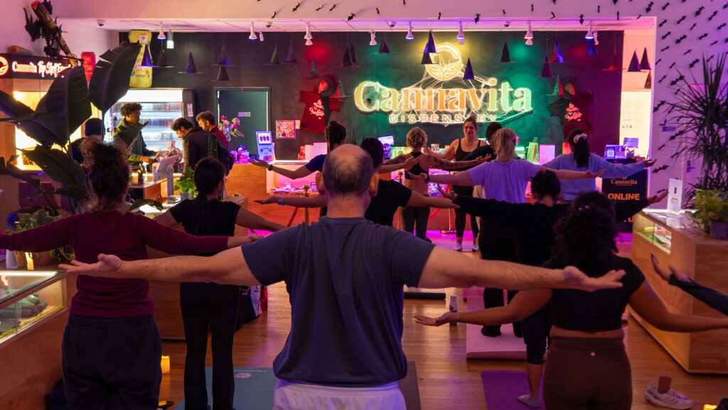 yoga class at cannavita