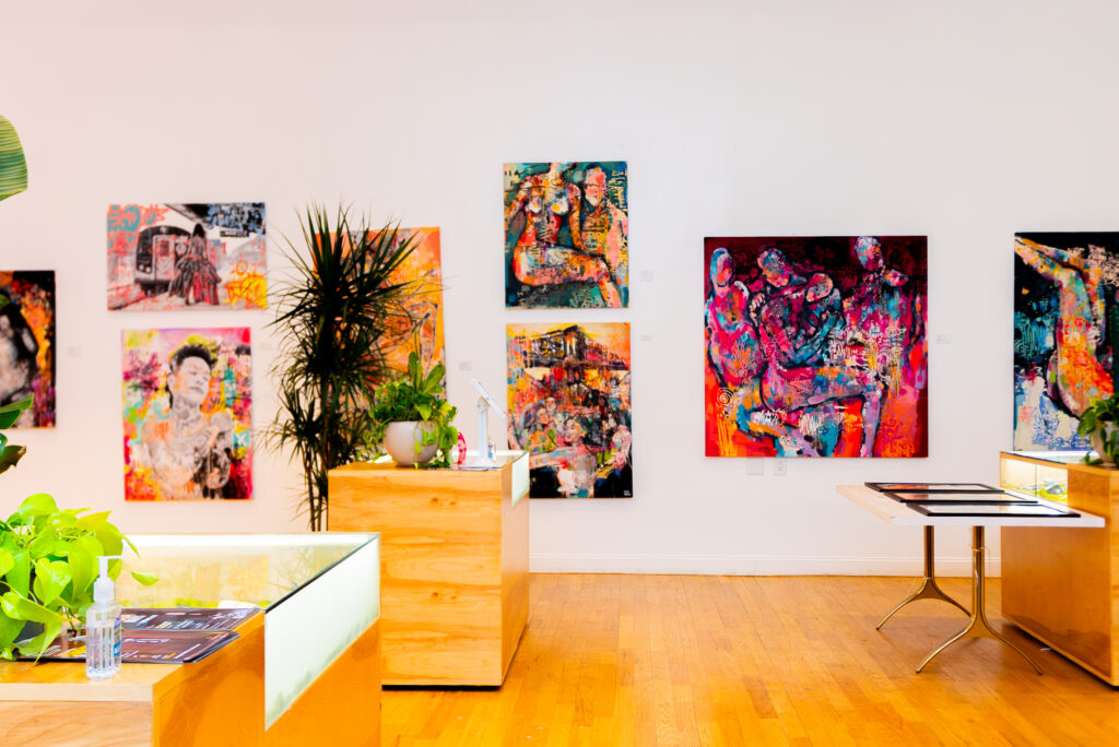 wall of cannavita showcasing other artist work